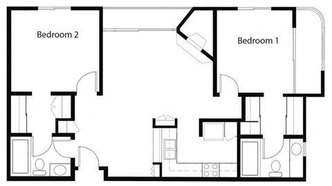 Floor plan for 2 beds, 2 baths, 918 sqft